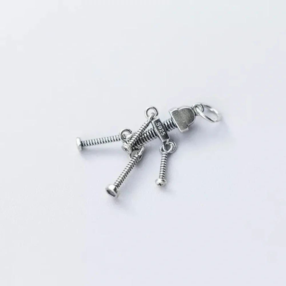 925 Sterling Silver Vintage Screw Robot Pendant Necklace